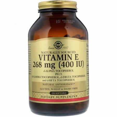 Solgar, 天然ビタミンE、268mg（400IU）、ソフトジェル250粒