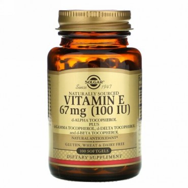 Solgar, 天然由来ビタミンE、67 mg（100 IU）、ソフトジェル100粒