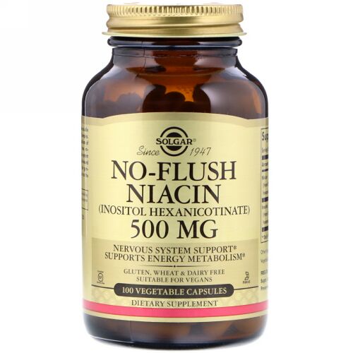 Solgar, ノーフラッシュ ナイアシン、500 mg、野菜カプセル100個