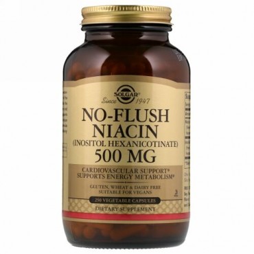 Solgar, ノーフラッシュナイアシン、500mg、植物性カプセル250粒