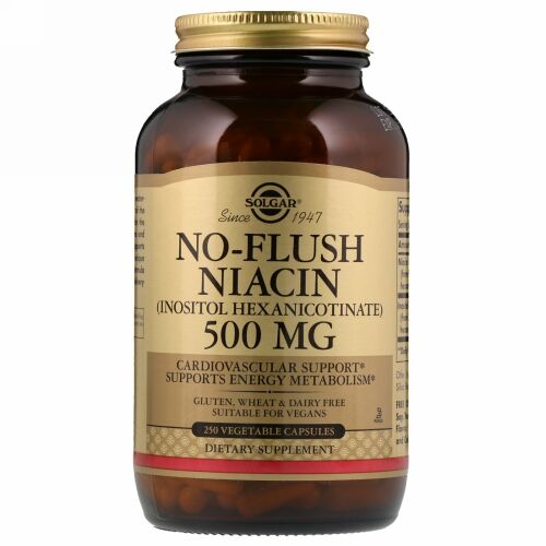 Solgar, ノーフラッシュナイアシン、500mg、植物性カプセル250粒