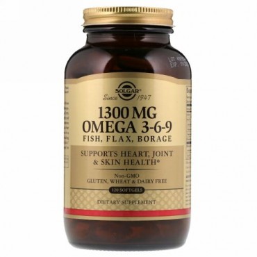 Solgar, オメガ3-6-9、1300mg、ソフトゲル120粒