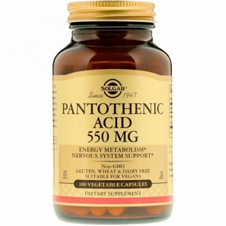 Solgar, パントテン酸、550mg、ベジカプセル100粒