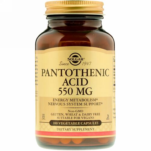 Solgar, パントテン酸、550mg、ベジカプセル100粒