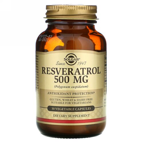 Solgar, レスベラトロール、500 mg、ベジキャップ使用 30 錠