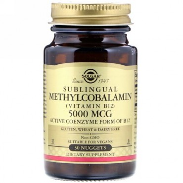 Solgar, メチルコバラミン（ビタミンB12）、5000mcg、30ナゲット