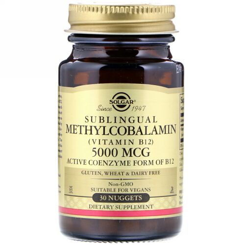 Solgar, メチルコバラミン（ビタミンB12）、5000mcg、30ナゲット