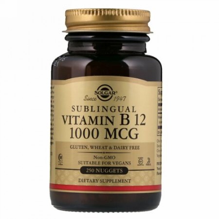Solgar, ビタミンB12, 舌下投与, 1,000 mcg, 250ナゲット