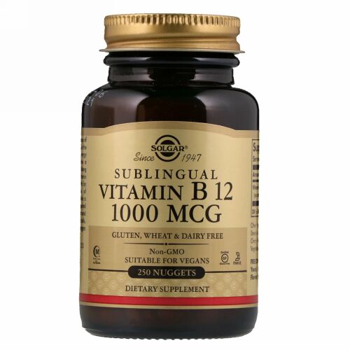 Solgar, ビタミンB12, 舌下投与, 1,000 mcg, 250ナゲット