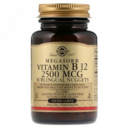 Solgar, 舌下用ビタミンB12、 2500 mcg、 120ナゲット
