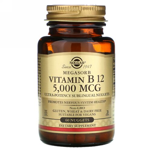 Solgar, ビタミンB12、5000 mcg、60個