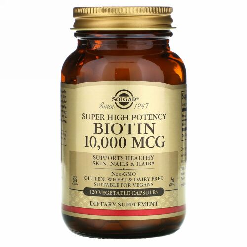 Solgar, ビオチン, 超高効能, 10,000 mcg, 120 ベジタブルカプセル