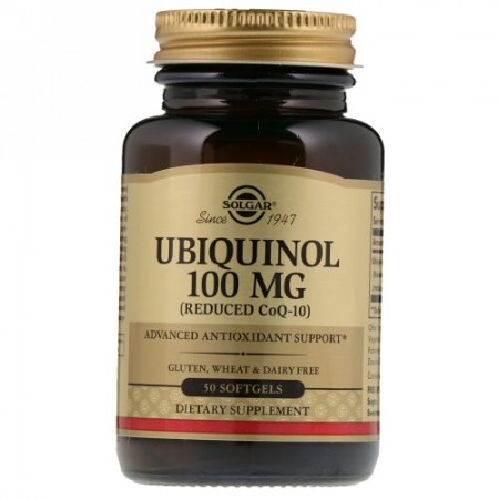 Solgar, ユビキノール（還元型CoQ10）、100mg、ソフトジェル50粒