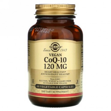 Solgar, 植物性CoQ-10、120mg、植物性カプセル60粒