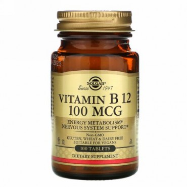 Solgar, ビタミンB12、100 mcg、タブレット100錠