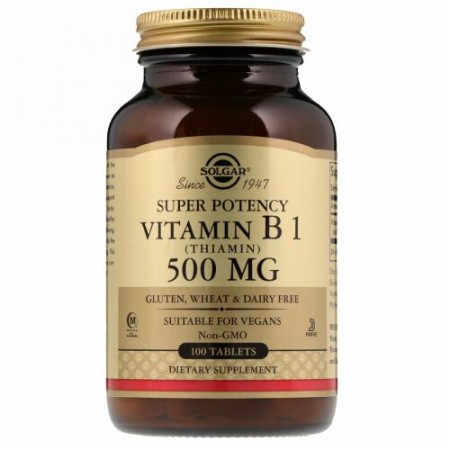 Solgar, ビタミン B1 (チアミン)、500 mg、100錠
