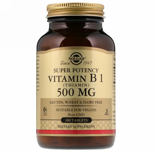 Solgar, ビタミン B1 (チアミン)、500 mg、100錠