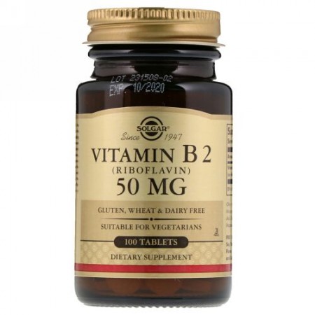 Solgar, ビタミンB2、50 mg、100錠