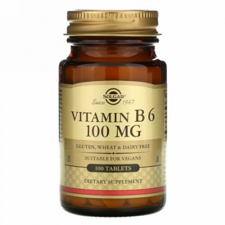 Solgar, ビタミンB6、100 mg、100粒