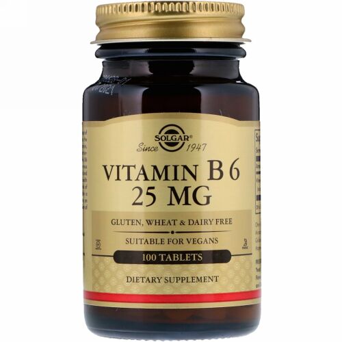 Solgar, ビタミンB6、25 mg、100錠