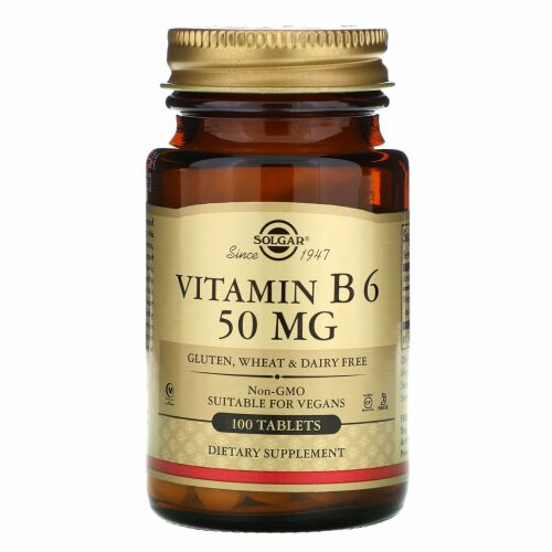 Solgar, ビタミンB6、50mg、タブレット100粒