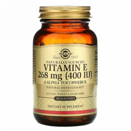 Solgar, 天然ビタミンE、268mg（400IU）、ソフトジェル100粒