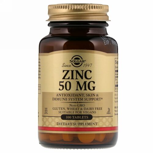 Solgar, 亜鉛, 50 mg, 100 錠