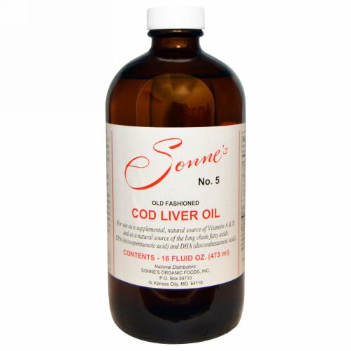 Sonne's Organic Foods, No. 5、昔ながらのタラの肝油、16 液量オンス (473 ml) (Discontinued Item)
