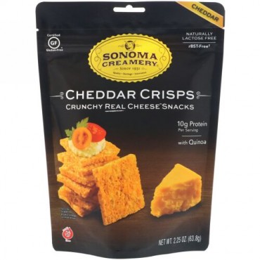 Sonoma Creamery, チェダークリスプ、チェダー、2.25 oz (63.8 g) (Discontinued Item)