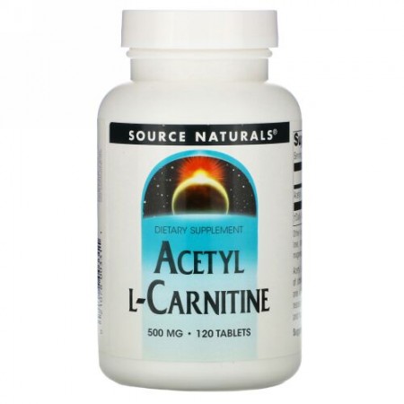 Source Naturals, アセチル L-カルニチン、 500 mg、120 錠