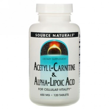 Source Naturals, アセチルLカルニチン＆α-リポ酸、120粒