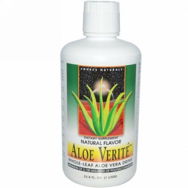 Source Naturals, Aloe Verité, Whole-Leaf Aloe Vera Drink, Natural Flavor, 33.8 fl oz (1 Liter) (Discontinued Item)