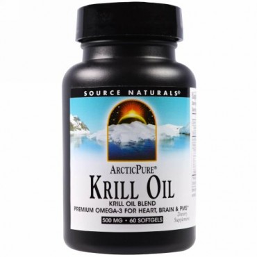 Source Naturals, ArcticPure、クリルオイル500 mg、60ソフトカプセル