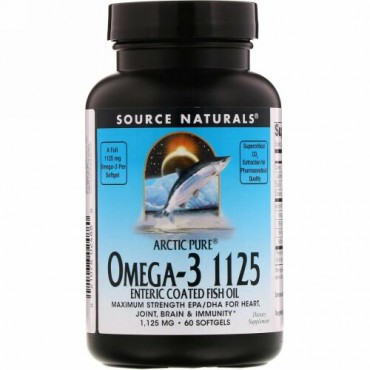 Source Naturals, アークティックピュア、 オメガ3、1125腸溶性オイル、 1125 mg、 60ソフトジェル