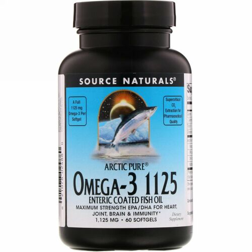 Source Naturals, アークティックピュア、 オメガ3、1125腸溶性オイル、 1125 mg、 60ソフトジェル
