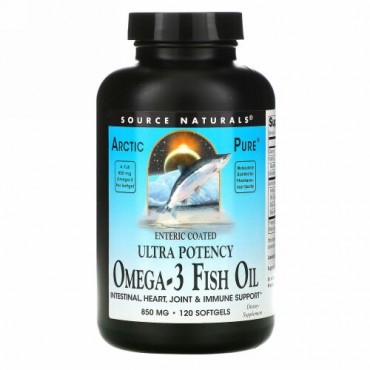 Source Naturals, 北極ピュア, ウルトラ効力, オメガ-3フィッシュオイル, 850 mg, 120ソフトゼリー
