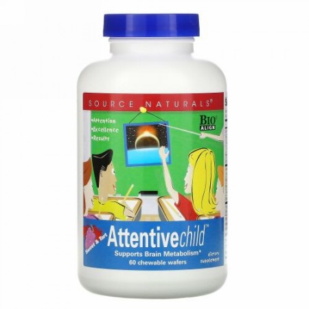 Source Naturals, アテンティブチャイルド, スイート & タルト, 60 チュアブルウエハー