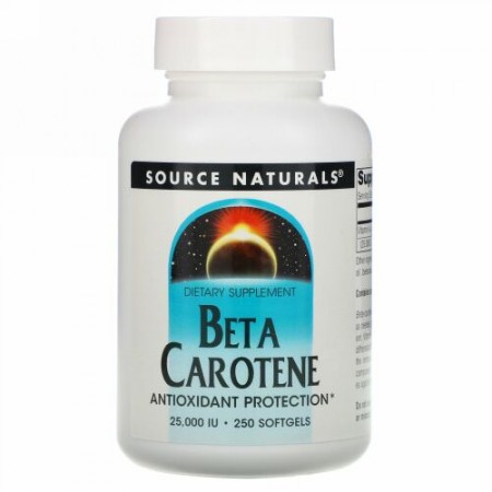 Source Naturals, ベータカロチン, 25,000 IU, 250 ソフトジェル