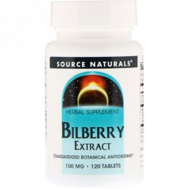 Source Naturals, ビルベリー（苔桃の実）エキス, 100 mg, 120錠