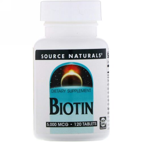 Source Naturals, ビオチン, 5,000 mcg, 120錠