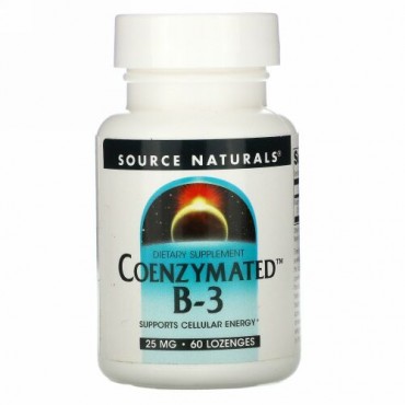 Source Naturals, コエンザイムB-3、 舌下投与、 25 mg、 60タブレット