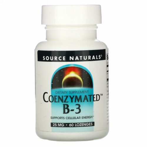 Source Naturals, コエンザイムB-3、 舌下投与、 25 mg、 60タブレット