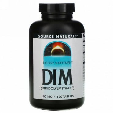 Source Naturals, DIM (ジインドリルメタン)、 100 mg、タブレット180錠