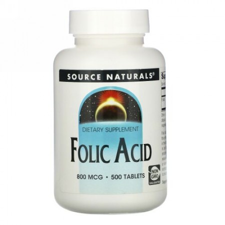 Source Naturals, 葉酸、800 mcg, 500錠