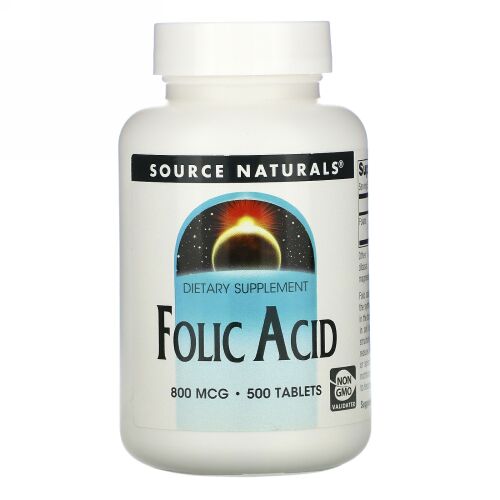 Source Naturals, 葉酸、800 mcg, 500錠