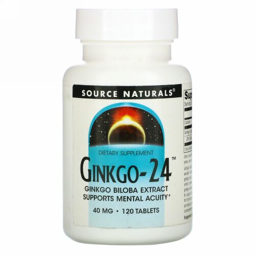 Source Naturals, イチョウ-24, 40 mg, 120 錠