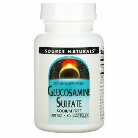 Source Naturals, Glucosamine Sulfate, Sodium Free, 500 mg, 60 Capsules