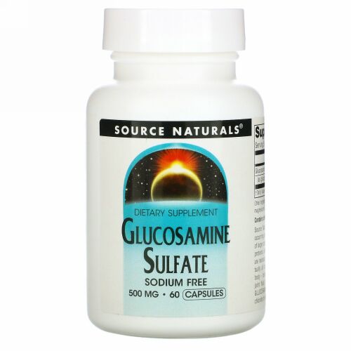 Source Naturals, Glucosamine Sulfate, Sodium Free, 500 mg, 60 Capsules