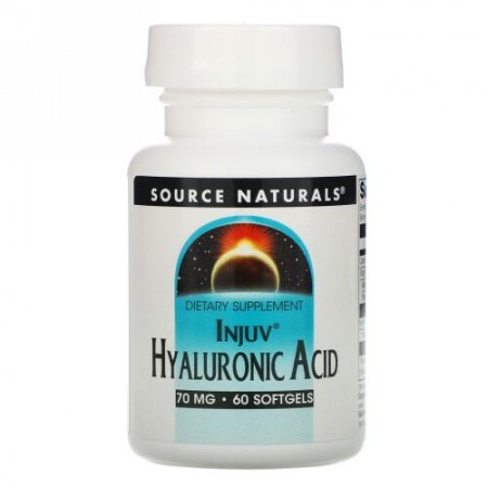 Source Naturals, Injuv（インジュヴ）ヒアルロン酸、70mg、ソフトジェル60粒