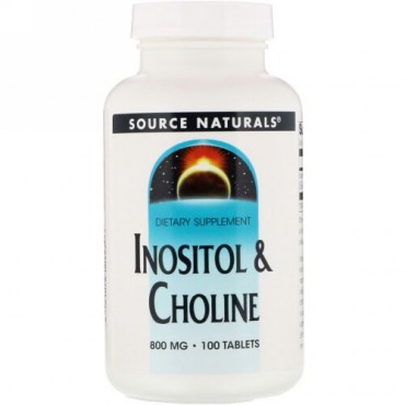Source Naturals, イノシトール&コリン、 800 mg、 100錠